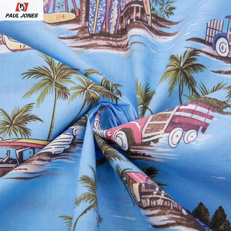 Мужская Повседневная рубашка с цветочным принтом PAUL JONES 98% хлопок летняя пляжная