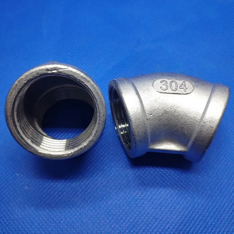 Резьба 1/4 дюйма 3/8 1/2 1 дюйм 3/4 Женская нержавеющая сталь SS304 45 градусов колено макс.