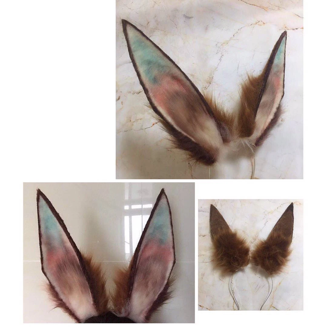 Новинка коричневый кролик аниме чудовище уши хвост Волк кошачьи Лиса повязка на