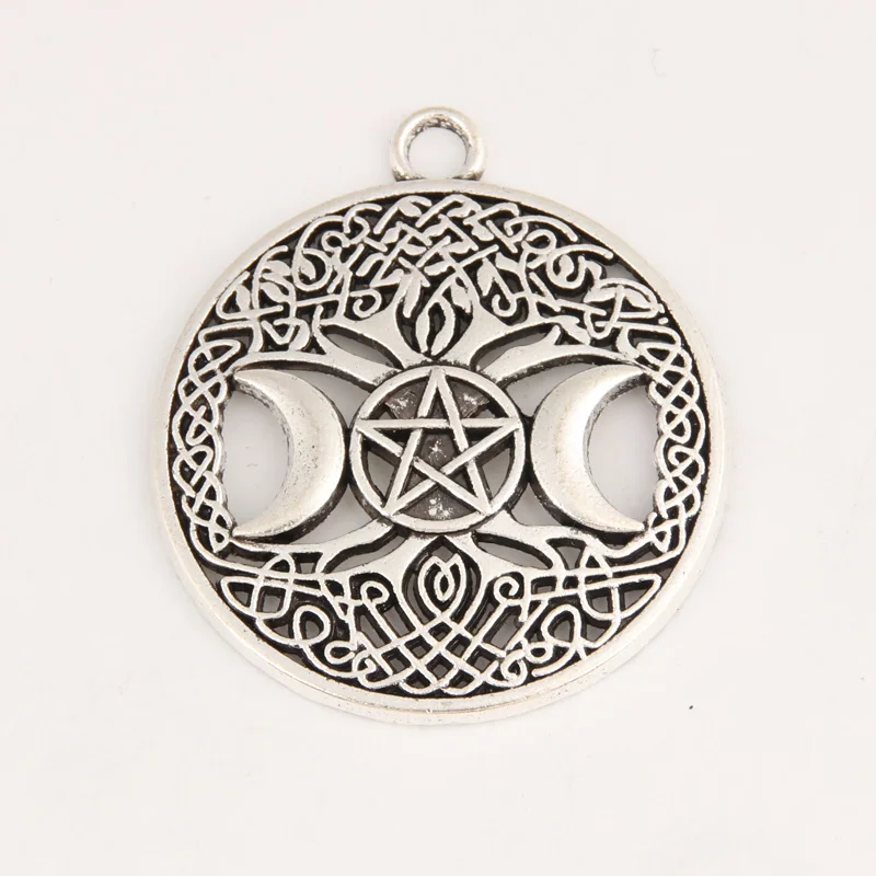 5 шт покрытые серебром Цвет подвеска Триединая Богиня Луны Подвески Wicca