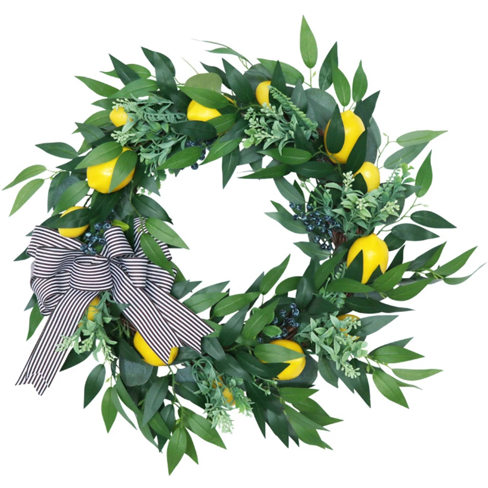 

Flower Rattan Circle Wreath Wedding Party Decoration Simulation Garland Lemon 55*55*10cm Artificial Wreaths Silk Peony Flowers