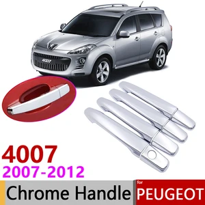 Для Peugeot 4007 2007  2012, хромированная крышка для наружной дверной ручки, автомобильные аксессуары, наклейки, комплект отделки для 4 дверей 2008 2009 2010 2011