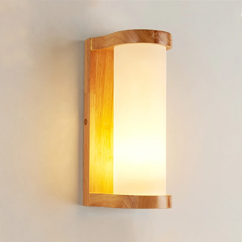 Настенные светильники в скандинавском стиле деревянные светодиодные лампы для