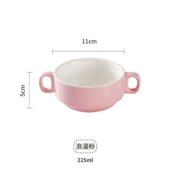 pink Детская керамическая чаша с ручкой для супа риса, чаша для кормления, прочный контейнер для еды, столовые приборы для дома, 1 шт - Цвет: pink