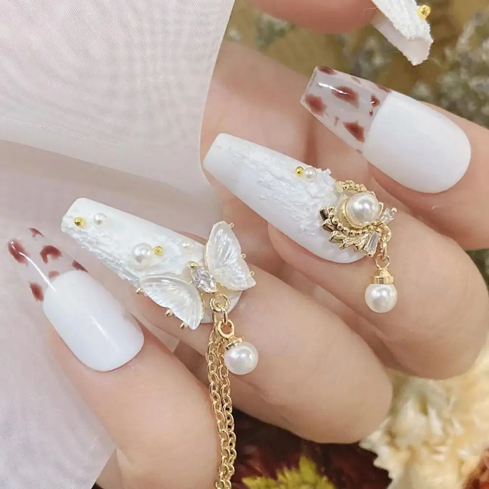 3d-бант цветок кристалл подвеска цепочка украшения для ногтевого дизайна