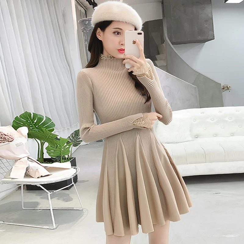 Женское облегающее платье LANMREM из искусственной кожи с полувысоким воротником