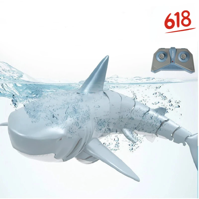 

2.4G RC Shark Fish Boat 1:18 Remote Control Bait Boat Mini Radio Electronic Shark Swimming Pool Bathroom Water Toy