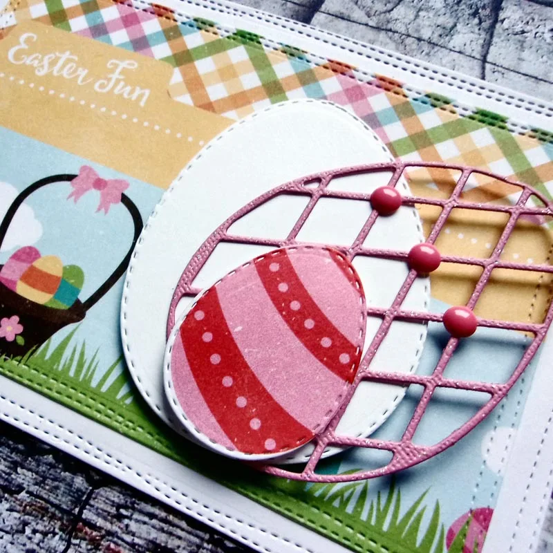 Вырубные штампы сшитые пасхальные яйца фотобумага рукоделие металлический