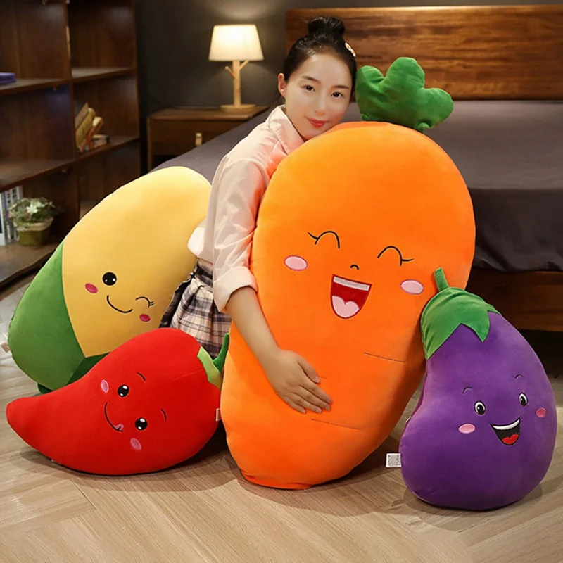 

30/50CM Cartoon Smile Carrot chili corn Plush toy Cute Simulation eggplant Carrot Pillow Dolls Stuffed Soft Toys Gift