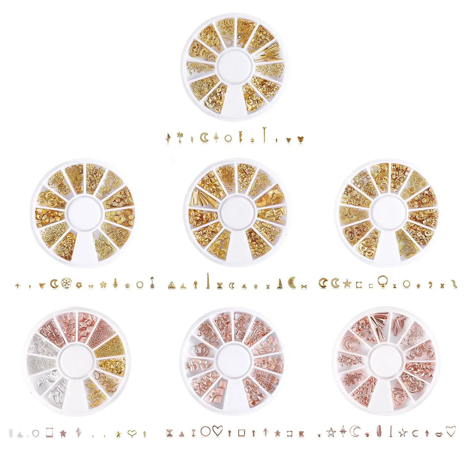 

Инструменты для маникюра, Смешанная форма, заклепки, медные блестки, металлические наконечники, украшение из сплава, 3D гвоздики для ногтей