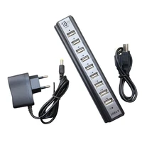 multi usb splitters usb 2 0 external hub 10 ports high speed 480mbps usb hub with power adapter for pc laptop macbook computer