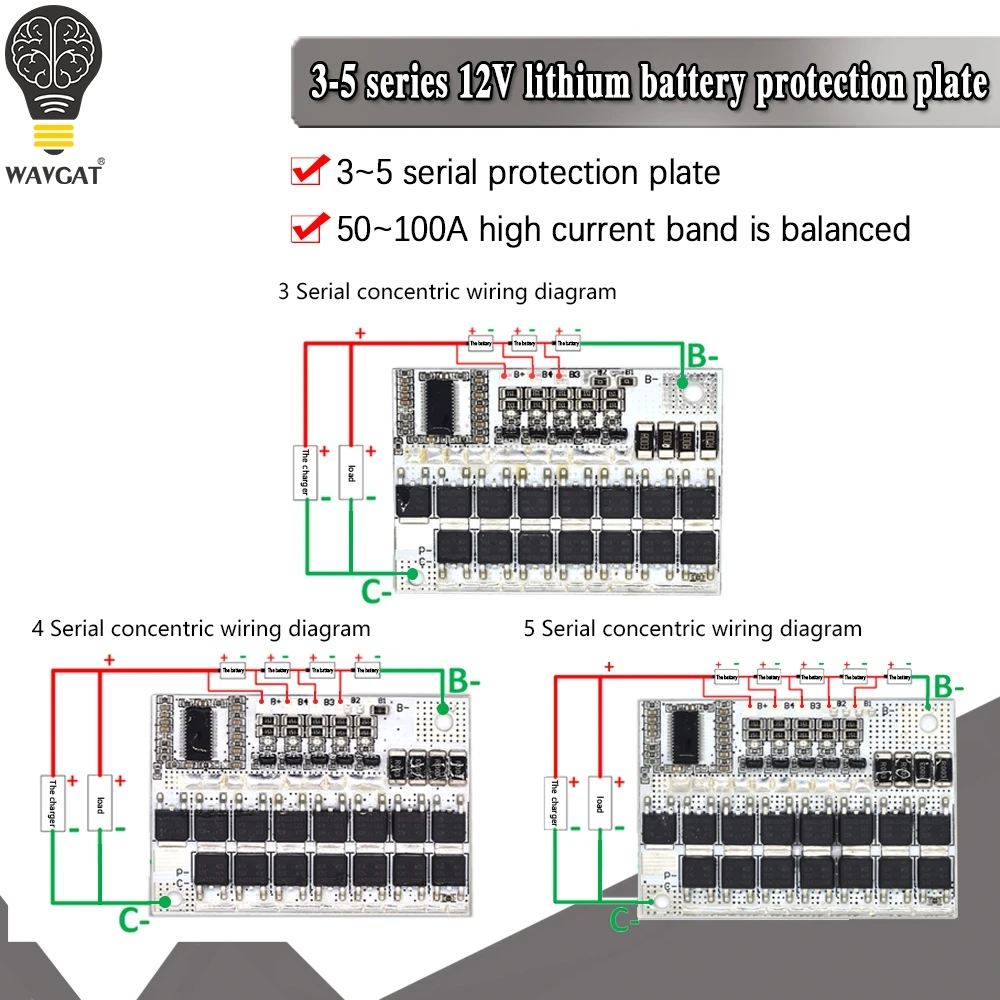 3S 4S 5S Bms 12v 16 8 V 21V 3 7 100A литий ионный ЖИО трехкомпонентная литиевая Батарея защиты