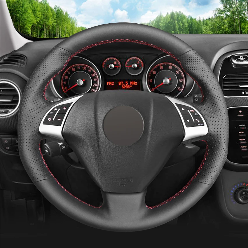 LQTENLEO черный чехол на руль из искусственной кожи для Fiat Punto Bravo Linea 2007-2019 Qubo Doblo 2008-2015