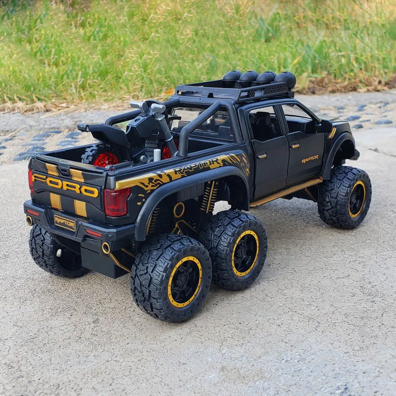 Новинка 1:28 модель автомобиля Ford Raptor F150 из сплава игрушки со звуком светильник