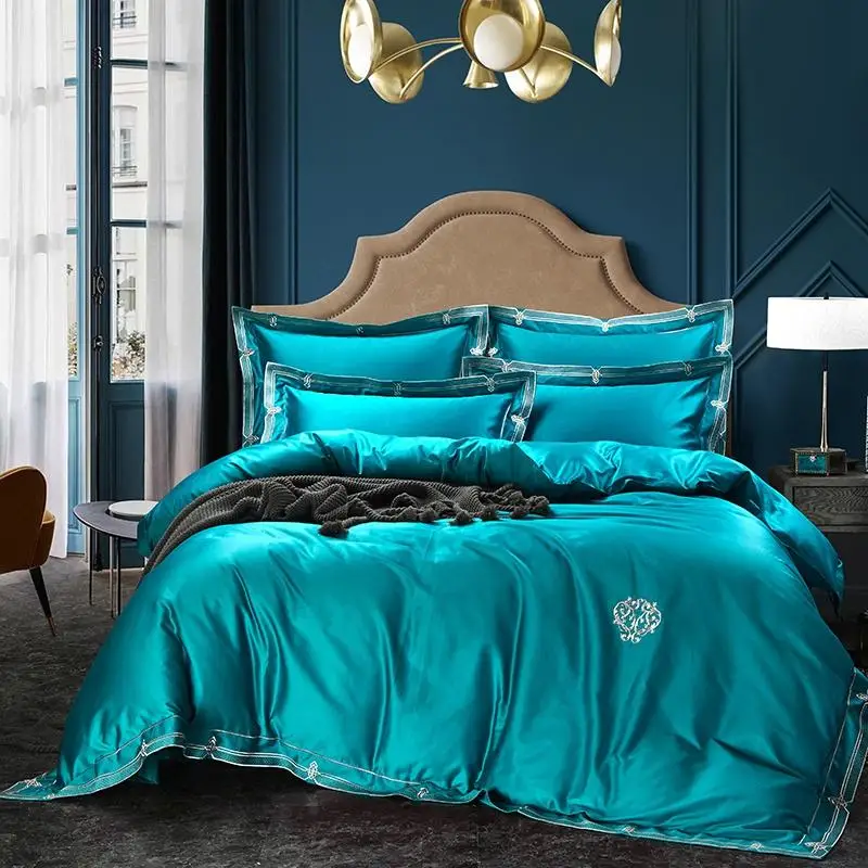 

42 Роскошное хлопковое постельное белье 100S для свадьбы, Комплект постельного белья, пододеяльник, наволочка