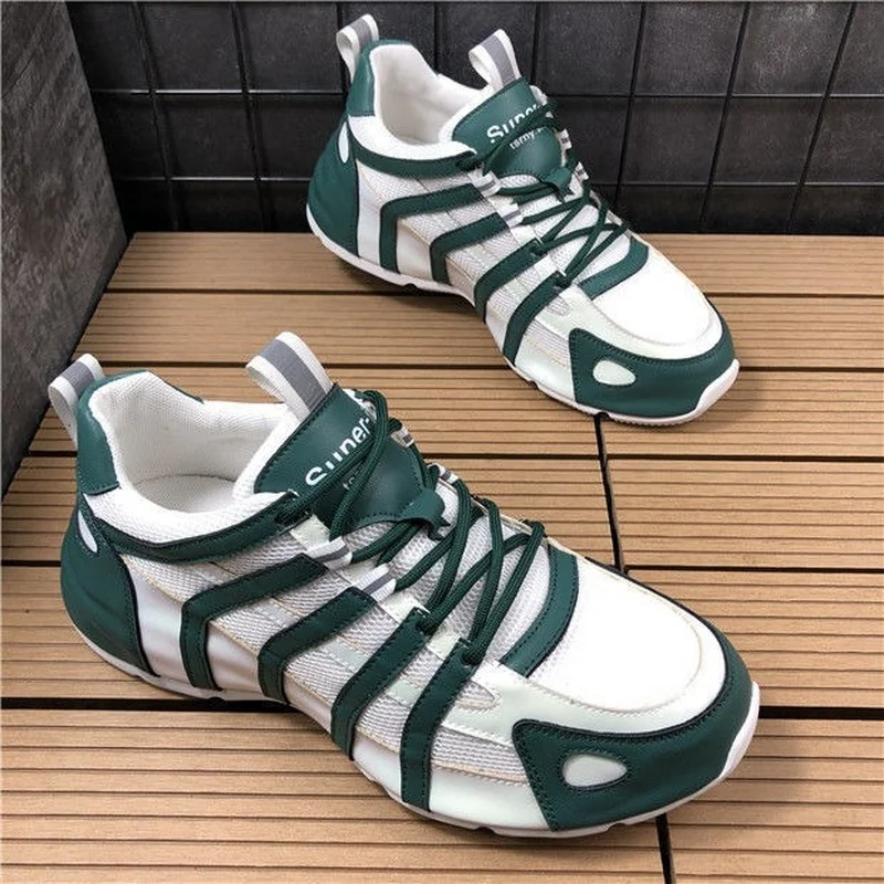 

Новые модные мужские повседневные туфли, сетчатые походные треккинговые туфли на шнуровке, противоударные, увеличивающие рост дышащие муж...