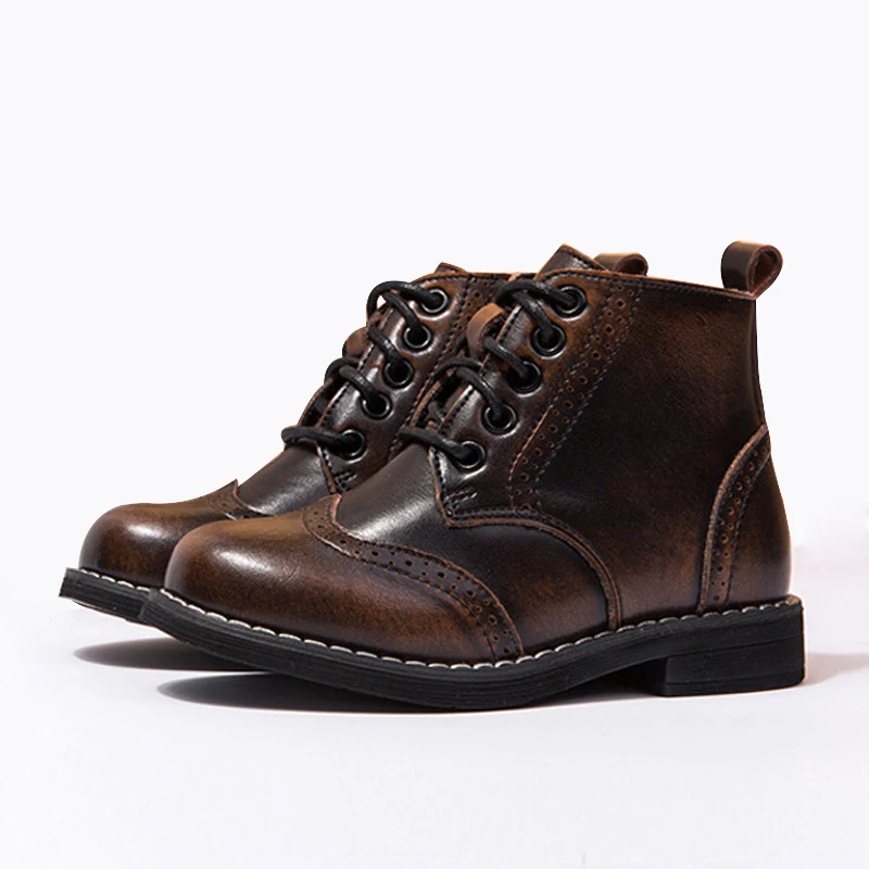 Детские зимние ботинки водонепроницаемые из натуральной кожи детские кроссовки