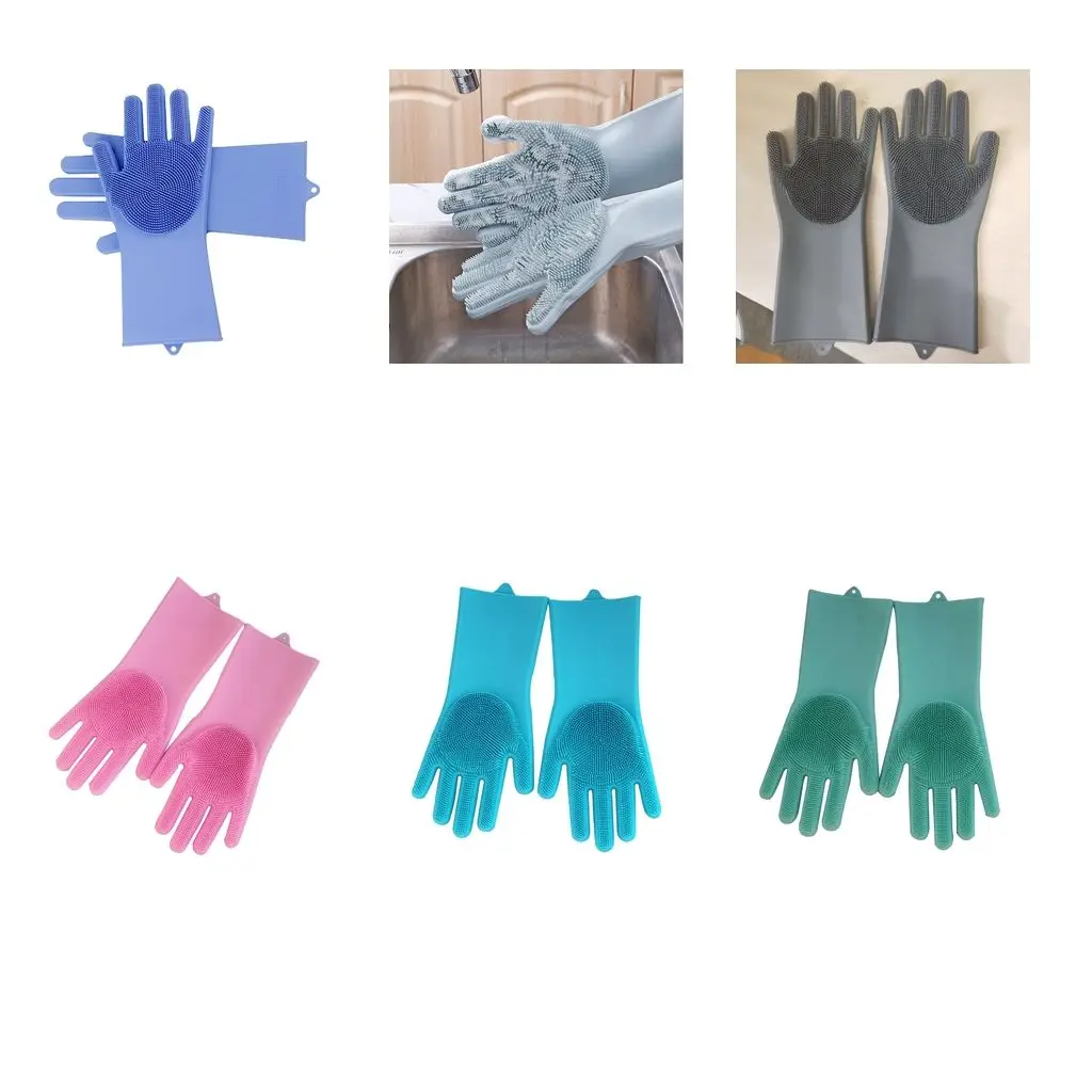 

Silicone Dishwashing Gloves with Scrubber Hook for Spongeless Dishwashing, Car washing, House