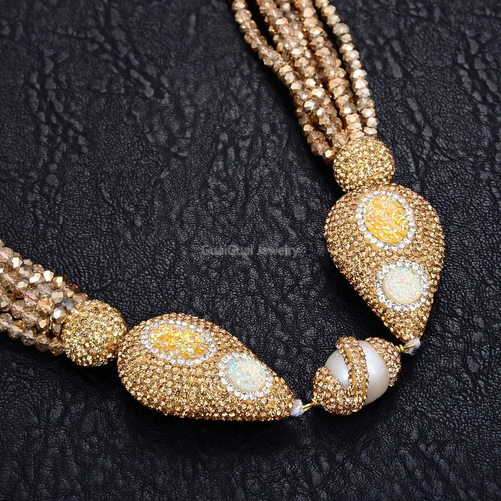 

GG Jewelry 38'' 7 Strands Crystal Pearl Necklace