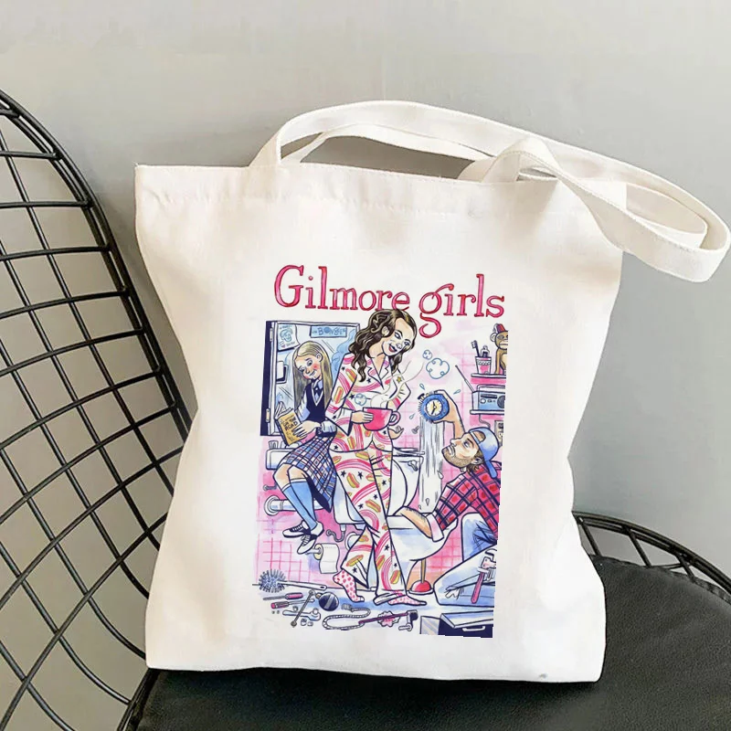 

2021 Fashion Shopper Pink Gilmore Girls Printed Tote Bag women Harajuku shopper handbag Shoulder shopping bag Lady Canvas Bag