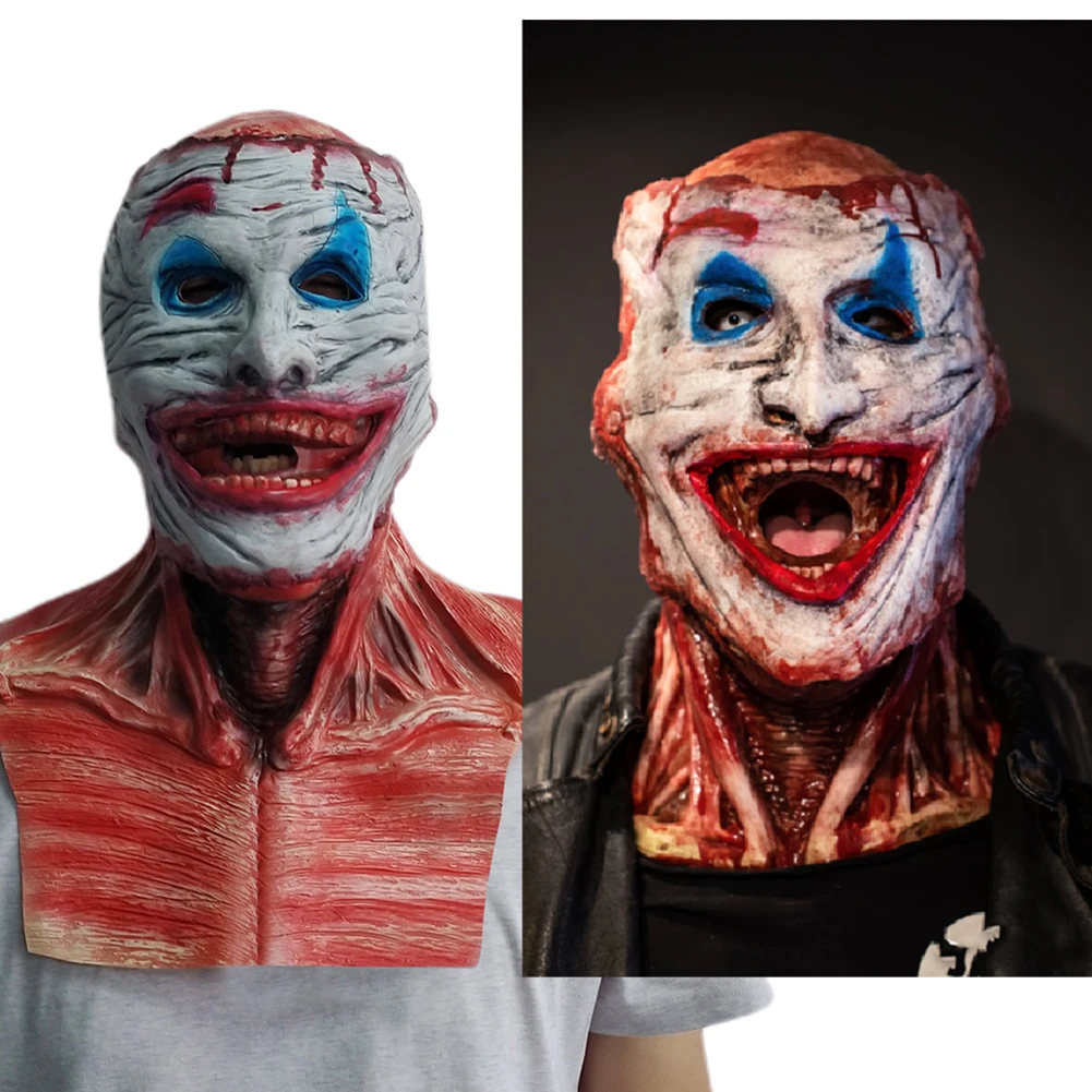 

Halloween Double Skin Bloody Skeleton Mask Facial Headwear Costume Scary Clown Skull Party Tricky Horror Cosplay Decor