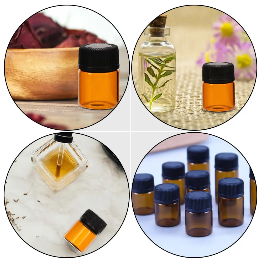 24Pcs Glass Essential Oil Bottles with Perforated Plug Reagent Brown | Красота и здоровье