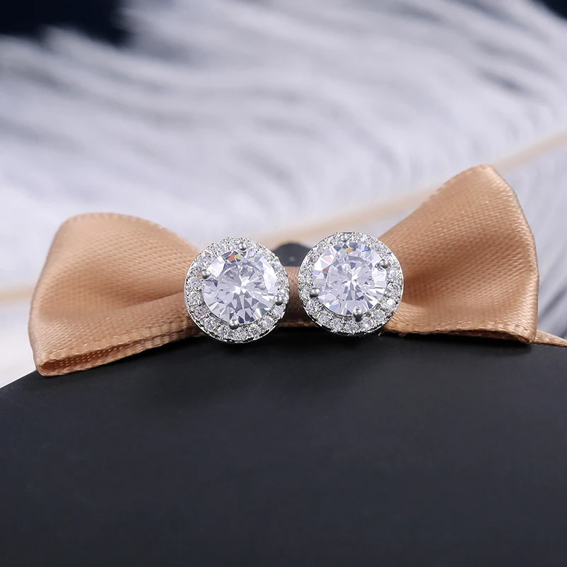 

Classic 6 Color Available Round Cubic Zirconia Stud Earrings For Women Fashion Wedding Engagement Party Jewelry Piercing Earring