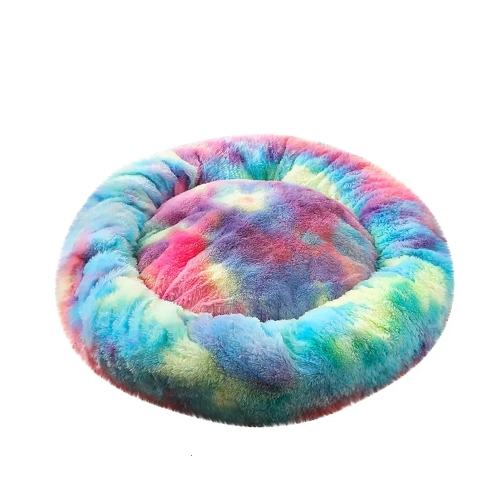 Cat Bed Round Plush House Pet Dog Bed Kitten Kennel Winter Warm Sleeping Bag Puppy Cushion Mat Portable Cat Supplies Cats Nest