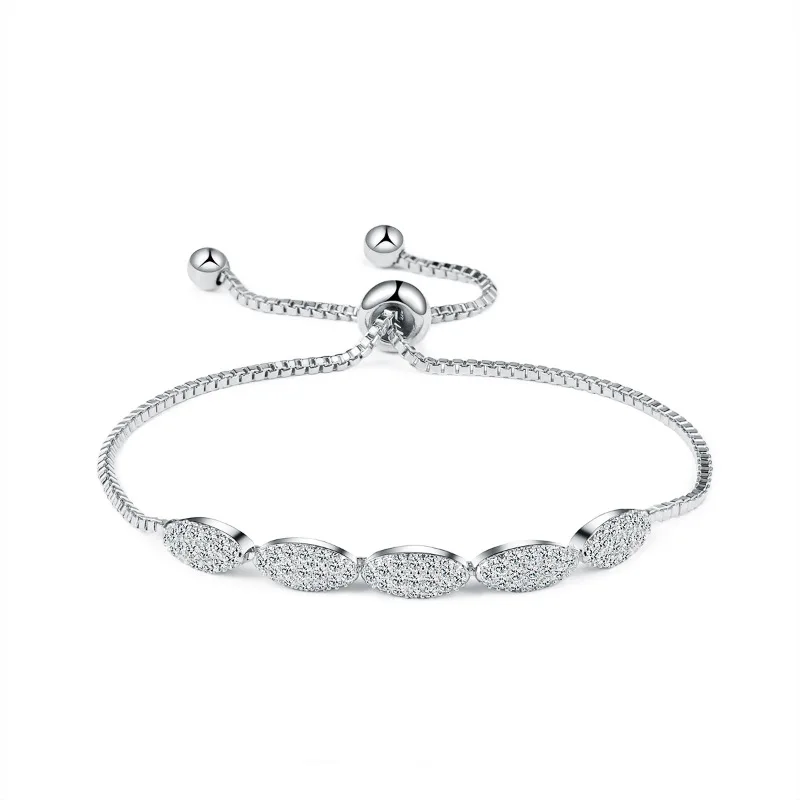 059 SILVER MIEG Марка Ассорти кубического циркония фианит, циркон, кристалл слайд регулируемый браслет покрытый розовым золотом/Родием серебро/желто-золотой Цвет - Окраска металла: 059 SILVER
