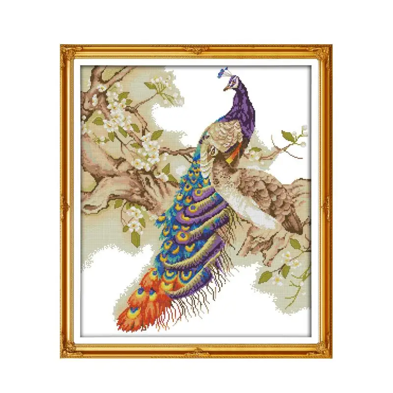 Набор для вышивки крестиком Павлин (2) 14ct 11ct печать на холсте вышивка сделай сам