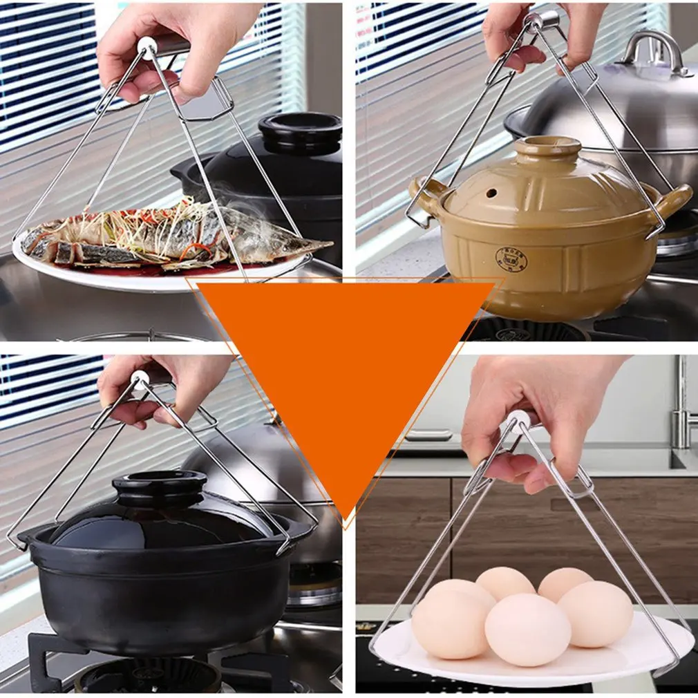 

Multifunction Foldable Stainless Steel Plate Anti Hot Dish Lifter Retriever Bowl Clip Pots Crockery Holder Clamp Kitchen Tongs