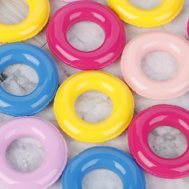 

3 Pcs Mini Plastic Doll Swimming Buoy Ring Toys Mix Styles Summer Bathing Float Lifebelt Accessories