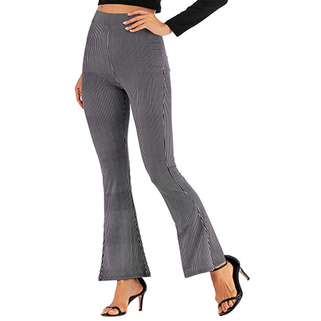 Женские обтягивающие брюки с леопардовым принтом высокой талией широкие