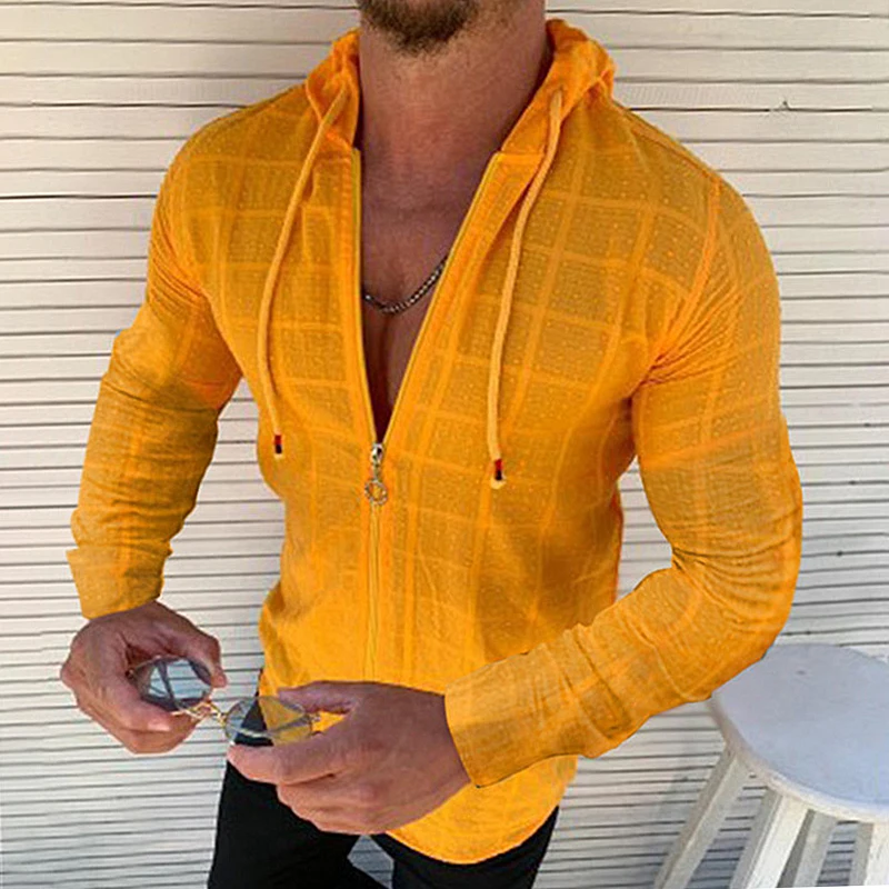 Модная толстовка с длинными рукавами на молнии Мужская одежда осенняя
