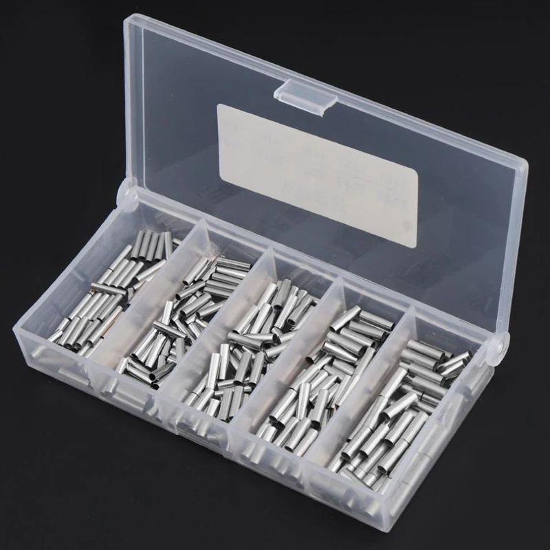 

250Pcs/Set Single Barrel Crimping Sleeve Fishing Line Wire Leader Copper Tube Connector Fishing Accessories Line Tube