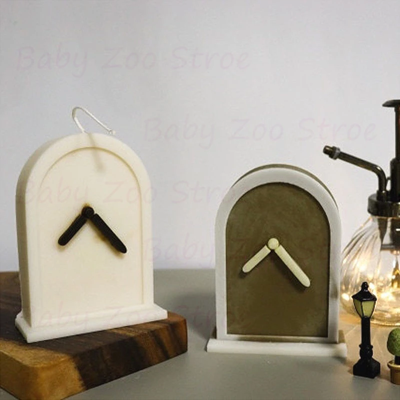 

2D Clock Candle Silicone Mold Retro Arch Clock Design Handmade Aromatherapy Candle Making Soap Mold