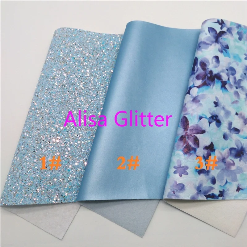 1 шт. А4 Размер 21х29см Алиса блестящая синяя ткань с цветочным принтом из