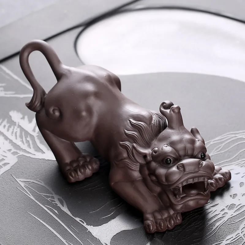 Талисман на чай из фиолетовой глины Большая фигурка отважных солдат украшение