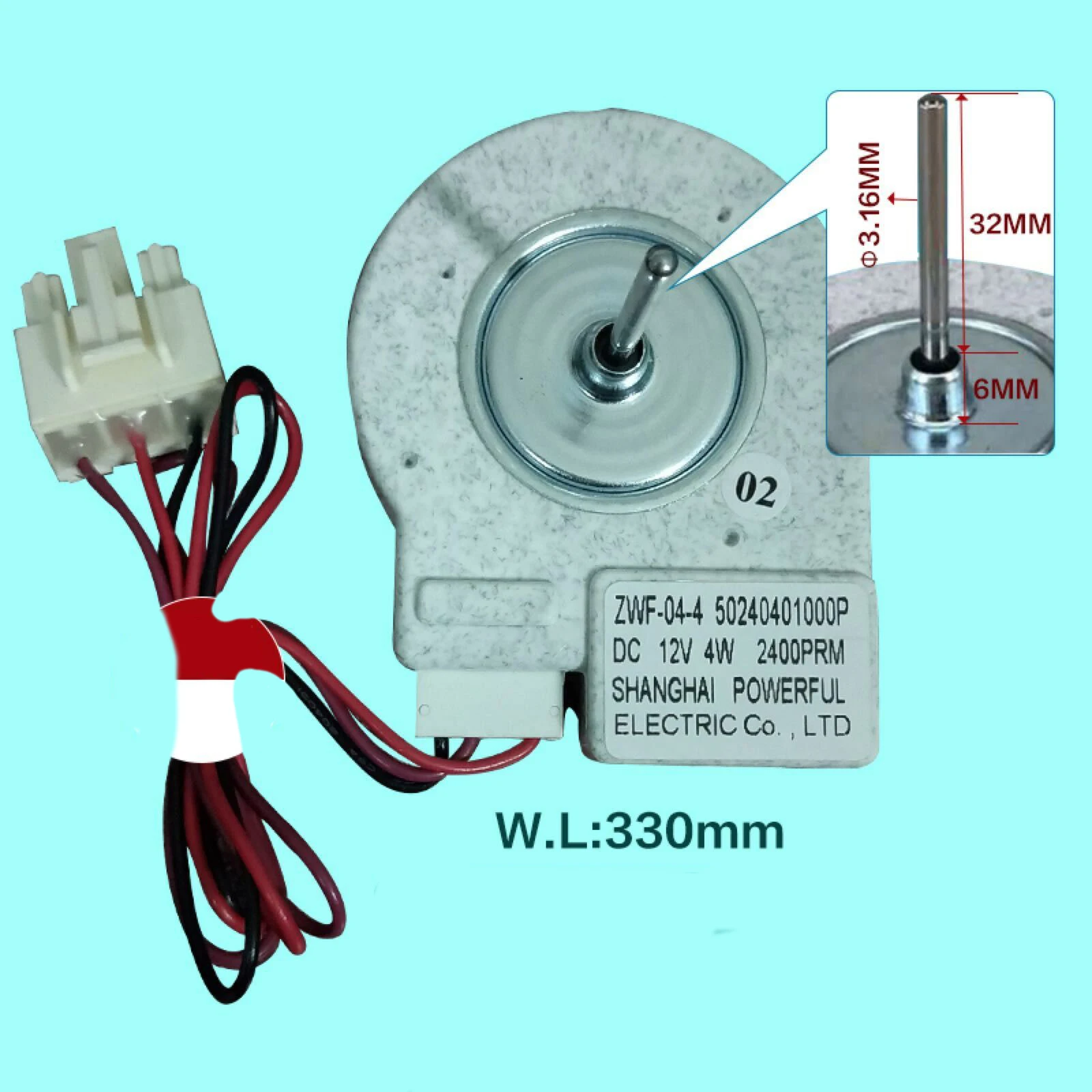 

Fan Motor for Midea Refrigerator BCD-330WTV Freezing Fan Motor ZWF-02-4 Universal Type Refrigerator Accessories