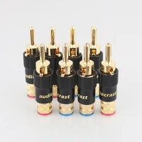 4pcs 24k gold plated audio banana speaker plug screw lock 10mm cable wire connector