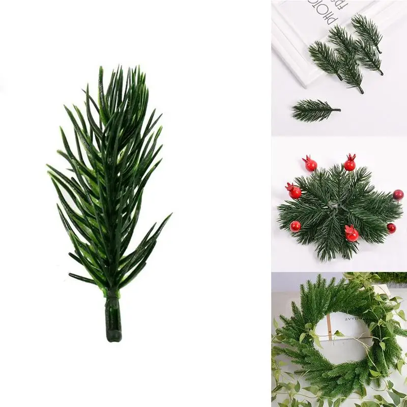 

30PcS Artificial Plants Pine Branches Christmas Tree Accessories DIY New Year Party Decorations Xmas Ornaments Florals Kids Gift