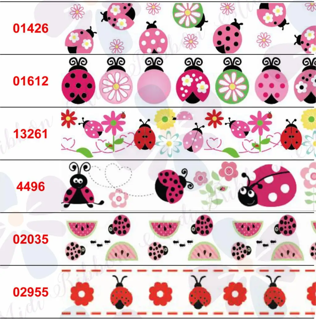 

16mm-75mm Cartoon Series Geometric Check Flower Printed Grosgrain/Foe Ribbon Heart DIY Party Decor Hair Bowknots 50yards/roll