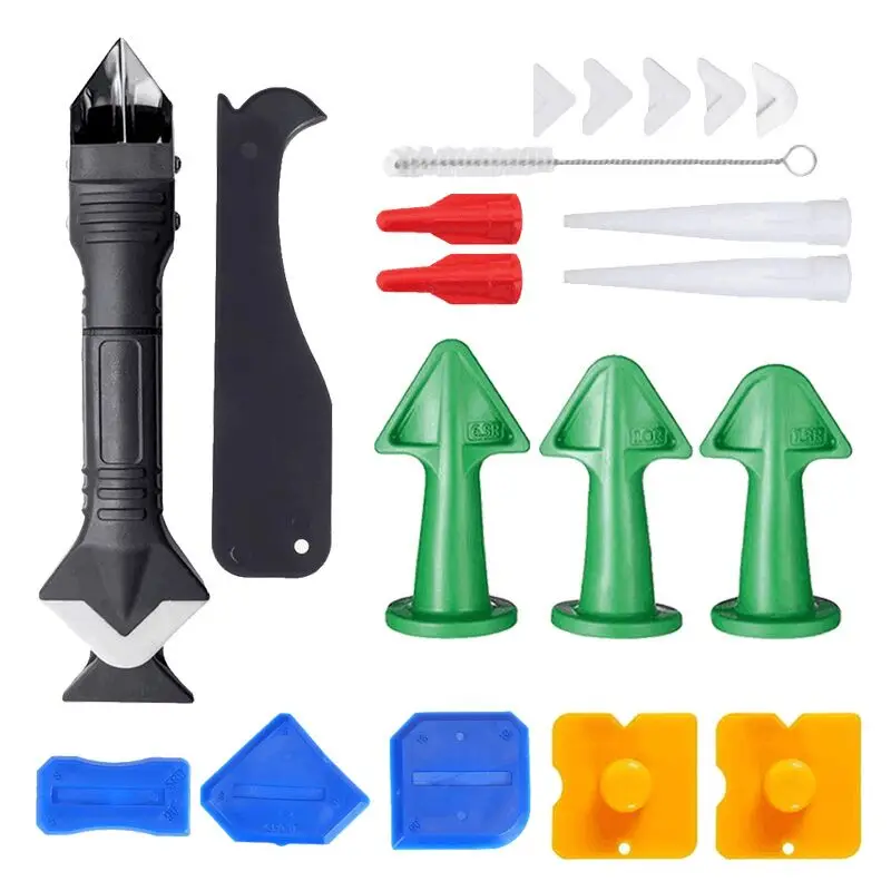 

5 in1 Silicone Sealant Remover Set Caulk Finisher Smooth Grout Kits for Glass Glue Angle Scraping Caulking Tools 21pcs