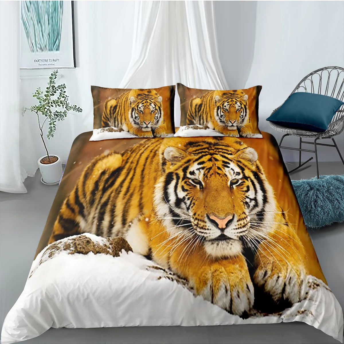 

Tiger Zoo Animals Bedding Set Printed Duvet Cover Pillowcase Adult Children Horse/Goat/Zebra Bed Lines 220 2/3pcs Home Decor