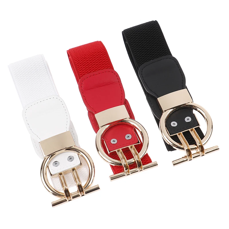 

Simple Dress Belts For Women Fashion Waist Elastic Ladies Band Round Buckle Decoration Coat Sweater Party Belt Gift