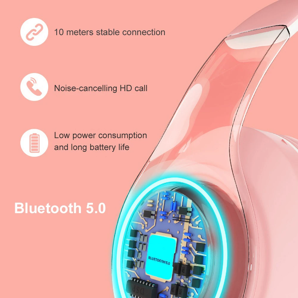 RGB беспроводные наушники Bluetooth гарнитура Складные стерео игровые с микрофоном