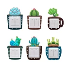 Милый мультяшный 3D кактус флуоресцентные настенные силиконовые наклейки на переключатель Детский световой переключатель светильник на выход украшение дома