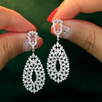 vintage dangle earring real 925 sterling silver marquise cut diamond cz party wedding drop earrings for women bridal jewelry
