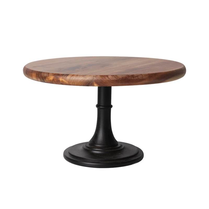 Деревянный поднос с высокой ножкой для торта хранения десертов фруктов