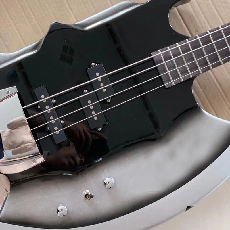 Большая искусственная электрическая бас четырехструнная гитара из массива